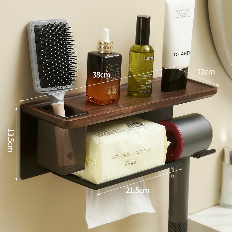 Support de sèche-cheveux en noyer de luxe léger (poinçonnage sans poinçon)