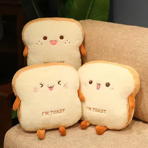 Soft Stuffed Toast Bread Plush Toy Dolls Pillow Kawaii Emotional Mood Plushies Hand Warmer for Kids or Girls