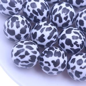 Nuevo 20mm redondo blanco negro moda suelta Chunky Gumball <span class=keywords><strong>Bubblegum</strong></span> estampado vaca acrílico cuentas para niños collar - Product Image 4
