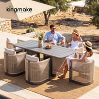 Table et chaises de patio pour villa moderne, ensemble de salle à manger extérieure en aluminium pour restaurant, mobilier d'extérieur pour complexe hôtelier, table de jardin pour hôtel