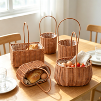 Panier à fleurs en rotin PP tissé, entièrement fait main, style moderne minimaliste, à suspendre au mur pour la salle de bain