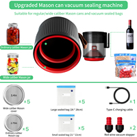 Kit de scellage sous vide électrique 4 en 1 entièrement automatique, compatible avec les bocaux Mason à large ouverture, les bouteilles de vin, les sacs sous vide