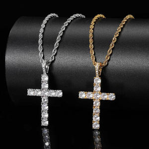 GZYS gioielli all'ingrosso di alta qualità <span class=keywords><strong>Rap</strong></span> uomini oro croce collana gioielli ciondolo di diamanti con catena di ghiaccio Tennis - Product Image 4