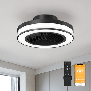 19.4" Low Profile <b>Ceiling</b> <b>Fan</b> with Light, Modern Flush Mount 3 Color Dimmable LED Light Fixture with <b>Remote</b> <b>Control</b> for bedroom - Product Image 1