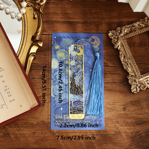 Marcapáginas Metálicos Florales con Borla, Estilo de Pintura Artística de <span class=keywords><strong>Van</strong></span> <span class=keywords><strong>Gogh</strong></span>, Regalos Ideales para Amantes de los Libros, Escritores, Lectores, Mujeres, MOQ Bajo - Product Image 4