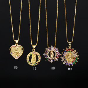 <span class=keywords><strong>Collier</strong></span> chaîne religieuse en or plaqué NZ1058 avec micro-pavé de CZ, Vierge Marie, bijoux chrétiens pour femmes, pendentif médaille - Product Image 3