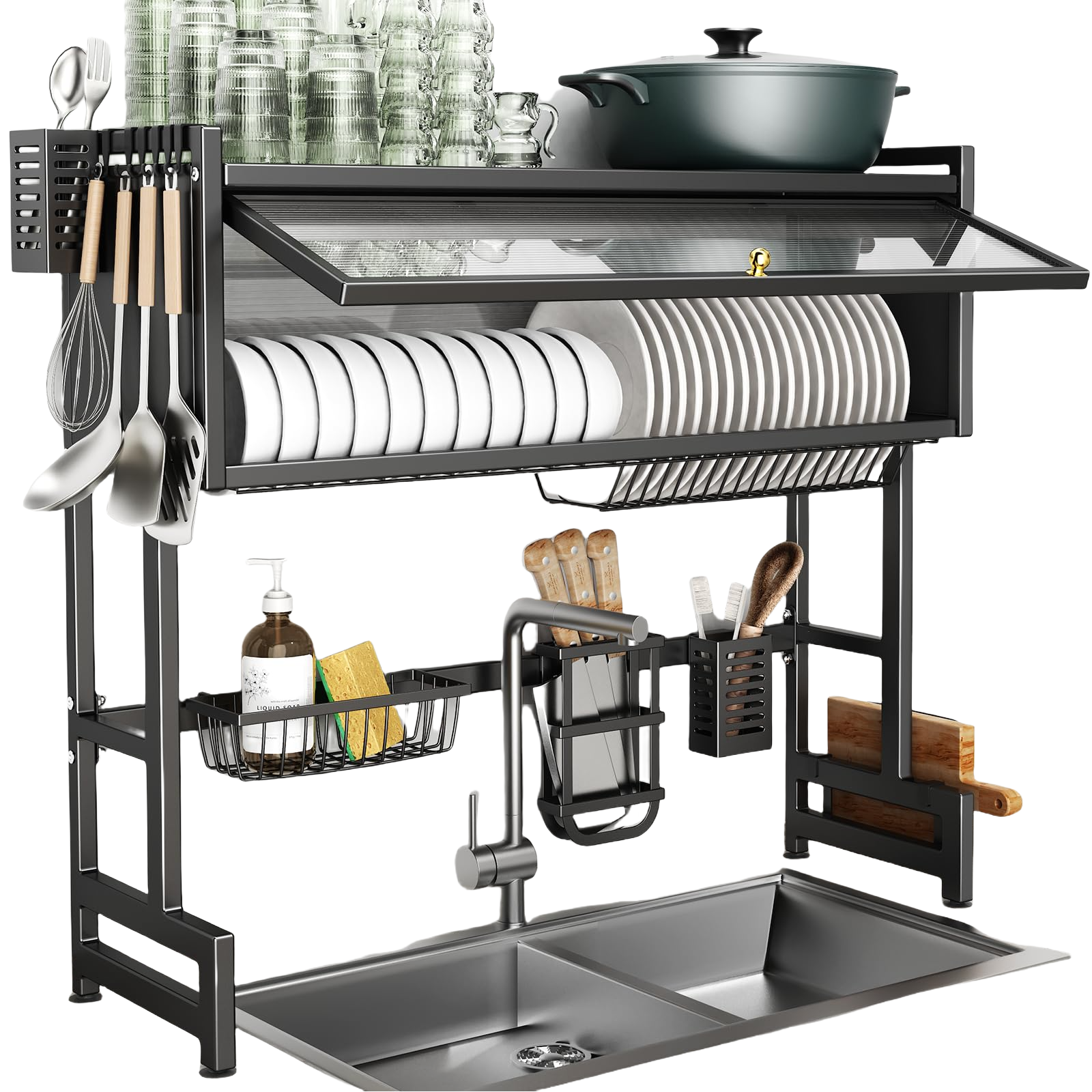 Dish Drainer with Cover Durable Efficient Kitchen Accessory