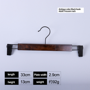 Gỗ Clip Hangers Retro Đen Gỗ Quần Móc Áo Với Clip Cho Cửa Hàng May Mặc - Product Image 5