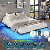 Hochwertiges Modernes Verstecktes Bett Metall-Schwebebettrahmen mit LED-Beleuchtung Queen King Size für Schlafzimmer Hotel & Apartment