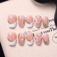 Ongles à presser en acrylique faits main, doublement embossés, courbes carrées françaises 2.0, couverture complète PMMA, 10 pièces, vente chaude