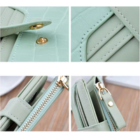 Logo personnalisé mince dames en cuir PU motif crocodile court carte de crédit portefeuille multi-cartes sac à main promotionnel pour femmes