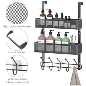 Door Mounted Key Rack <b>Wall</b> <b>Storage</b> Organizer 2 Tier Black Metal Mail And Key Holder For Entryway <b>Bedroom</b> Closet - Product Image 4