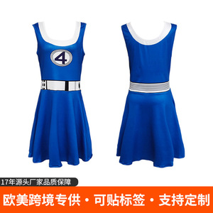 Robe de Cosplay Invisible Woman de la bande dessinée Les Quatre Fantastiques, Costume bleu pour femmes, pour fête d'Halloween, jeu de rôle, tenue de scène - Product Image 4