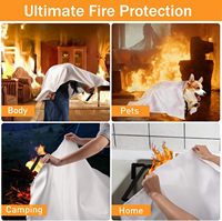 Couverture anti-feu en fibre de verre certifiée Wusheng CE EN1869, épaisseur 0,45 mm, 40x40 pouces |   Sécurité domestique et de cuisine en cas d'urgence : Abrasions/Produits chimiques