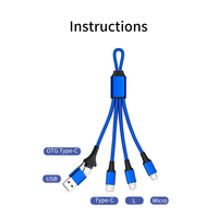 Câble de charge micro USB multi 5 en 1 de haute qualité, câble de données USB tressé en nylon de type C à type C, porte-clés pour cadeau promotionnel