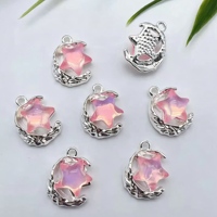 Colgantes de Plata de Ley con Diseño de Luna y Estrella para Fabricación de Joyas, DIY, Pulseras, Collares, Abalorios y Accesorios