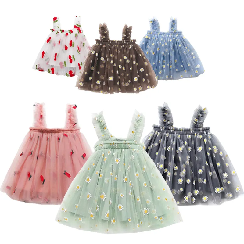 Green Horizon Bulk Wholesale Children Kids Clothing Korean Girls Beautiful Lace TUtu Dresses With Flower Pattern