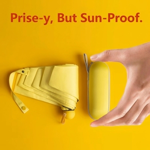 Parasol de poche manuel Prise-y Worth It, double auvent, pliable en 5 sections, protection UV, en nylon 190T, idéal pour les jours ensoleillés et pluvieux - Product Image 1
