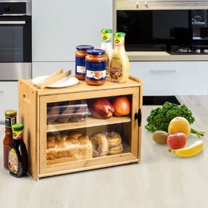 2 Layer Bamboo Bread Bin With Stacking Function
