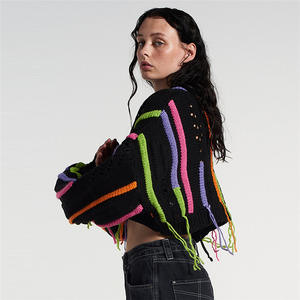 <span class=keywords><strong>Pull</strong></span> en tricot à blocs de couleurs pour femmes de printemps | Conception de gland de style européen-américain | Streetwear décontracté personnalisé pour les détaillants de mode - Product Image 3