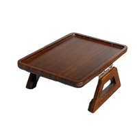 Plateau pliable multifonction en bambou pour salle de bain, à un seul niveau, pour servir des collations, des boissons, des télécommandes, à poser sur le canapé ou le bras du fauteuil