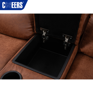 Canapé sectionnel électrique inclinable 5 places MANWAH CHEERS moderne avec rangement et porte-gobelets en cuir synthétique pour salon - Product Image 4