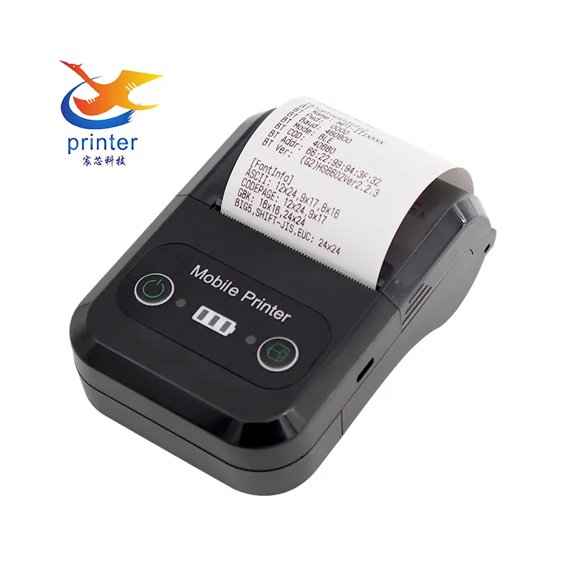 Printer Termal 58Mm Baterai Tipe C USB 2600 Mah