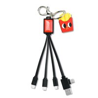Ensemble cadeau d'affaires promotionnel 3-en-1, chargeur USB 5V/2A, porte-clés avec logo personnalisé et câble multi-usage, matériau TPE durable pour hommes et femmes