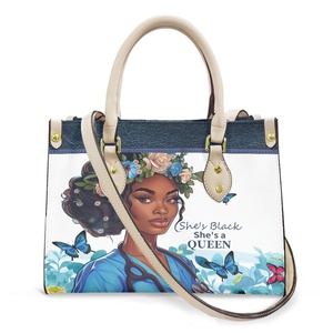 2024 diseñador exclusivo personalizado afroamericano Afro Girl patrón de arte afroamericano de alta calidad impermeable señoras Pu bolso - Product Image 3