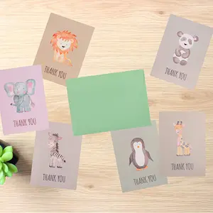 Custom bulk set of 30 small cute animal designs pretty baby card with envelopes perfect for kids baby shower