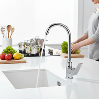Robinet de cuisine monocommande moderne en acier inoxydable, à poser sur évier, finition plaquée, certifié CUPC, pour hôtels