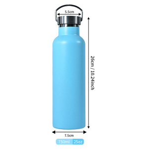 <span class=keywords><strong>Bouteille</strong></span> d'eau personnalisée avec logo, 750 ml, double paroi, large ouverture, sport, acier inoxydable, isolée sous vide, avec couvercles - Product Image 3