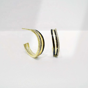 ต่างหูแฟชั่นฮิปฮอปเงินแท้ 925 ชุบทอง 18k สีเหลือง สีแดง แบบเคลือบ สำหรับผู้หญิง สไตล์เกาหลี เหมาะสำหรับงานแต่งงาน ฤดูร้อน - Product Image 2