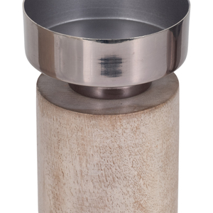 Set di Portacandele Cilindrici Moderni in Legno di Mango con Base in Metallo per Decorazione Casa e Centrotavola - Product Image 4