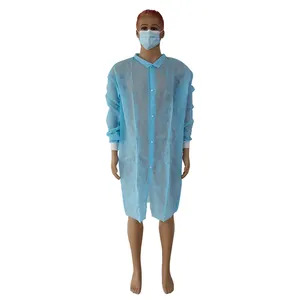Junlong factory blue PP non woven jackets economical uniforms disposable lab coat for wholesale