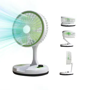 Hauteur et tête réglables Utilisation domestique Multifonctionnel Pliant Extérieur Vent Fort Ventilateur de bureau portable silencieux avec veilleuse