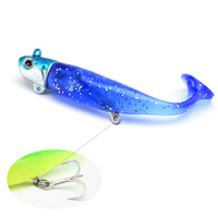 Produits phares LUTAC – Appât de pêche 3D œil de poisson personnalisable de haute qualité, 92 mm, 16 g, en plomb souple, lumineux pour la nuit, une tête deux queues