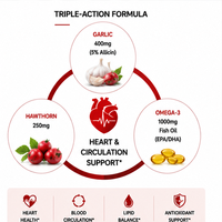 Gélules Molles OEM d'Ail et d'Aubépine Oméga-3 pour la Santé Cardiovasculaire, Allicine, Huile de Poisson EPA DHA, Complément Quotidien pour le Bien-être Vasculaire