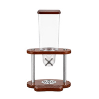 Distributeur de nourriture sèche en acier inoxydable de 3,5 L pour grains de café en vrac, céréales et noix, avec un récipient en PC pour les buffets, base en bois