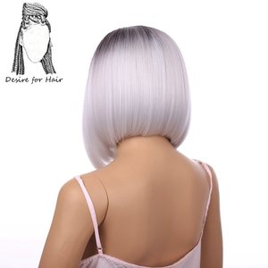 Breve parrucca a buon mercato <span class=keywords><strong>parrucche</strong></span> sintetiche dei capelli per le donne nere resistente al calore 12 pollici bob ombre bionda parrucca sintetica - Product Image 4