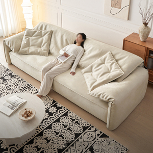 Nordic Style <strong>Elephant</strong> Ear <strong>Sofa</strong> Frosted Fabric Small-sized Living Room Designer Straight Row <strong>Sofa</strong> Down <strong>Sofa</strong> Set - Product Image 5