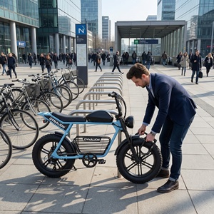 <span class=keywords><strong>Vélo</strong></span> électrique compact et peu encombrant <span class=keywords><strong>de</strong></span> style rétro <span class=keywords><strong>pour</strong></span> la ville, avec batterie 48V 16Ah, idéal <span class=keywords><strong>pour</strong></span> les parkings <span class=keywords><strong>de</strong></span> vélos <span class=keywords><strong>de</strong></span> gares métro - Product Image 2