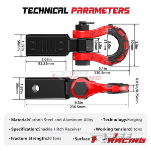 RISE Prix abordable Attache de remorque en acier au carbone avec anneau en D, accessoires de <span class=keywords><strong>attelage</strong></span> et support de manille pour Jeep - Product Image 2