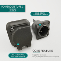 Conector de Chasis PowerCON TRUE 1 Impermeable para Montaje en Panel, Terminal de Cobre Puro con Bloqueo, Conector de Alimentación para Luces LED de Escenario