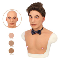 Masque de maquillage de couverture de tête de fête humaine réelle réaliste avec masque masculin de barbe pour Crossdresser Cosplay Costume Party