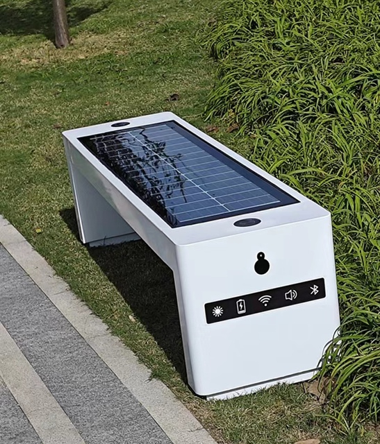 Solar Seat Outdoor USB Charging Chair Wireless Powered Bench With Back Park Garden Smart Solar Seat