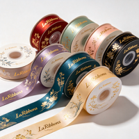 Cinta de Grosgrain Personalizada con Estampado de Flores y Montañas al Estilo de la Pintura Oriental, de Poliéster, de Lujo Chino, Certificada OEKO-TEX, para Regalo