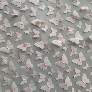 Bay bướm laser cắt voan lưới 3D ren vải thiết kế thêu pháp ren Polyester / Nylon Tulle ren lưới vải - Product Image 1