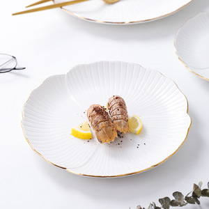 จานรองเซรามิกขอบทองสไตล์เรียบง่ายสำหรับร้านอาหารงานแต่งงานและงานเลี้ยง - Product Image 3