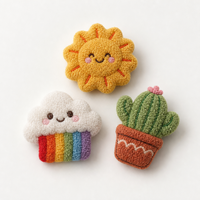 Appliques personnalisées en forme de dessins animés mignons, en chenille à l'avant et en peluche à l'arrière avec rembourrage en coton, patchs faits main à coudre sur le thème du ciel et du dessert